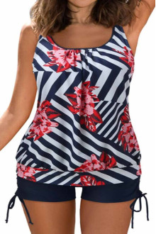 geometric print beach plus size swimsuit with set shorts