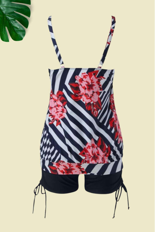 geometric print beach plus size swimsuit with set shorts