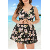 Tankini plus size swimsuit with cream flowers