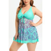 Turquoise plus size tankini with airy batik print