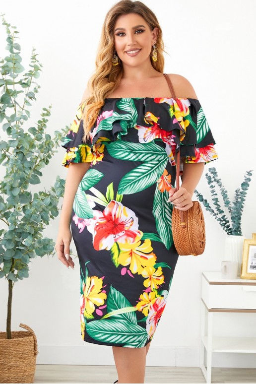 Elegant plus size dress with floral print