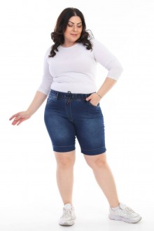 Short summer plus size jeans with elastic waist