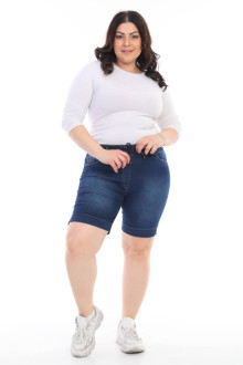 Short summer plus size jeans with elastic waist