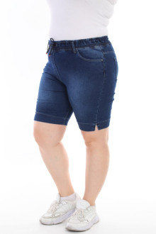 Short summer plus size jeans with elastic waist