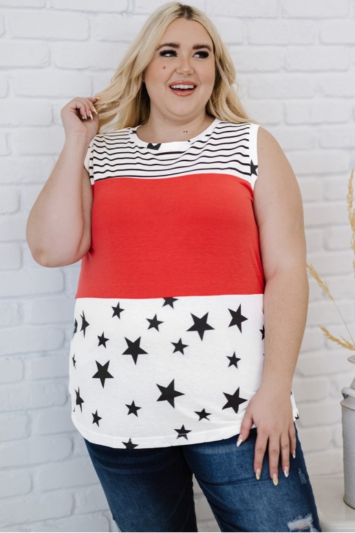 Women's plus size tank top in white, red and black