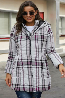 Winter plus size coat in grey plaid