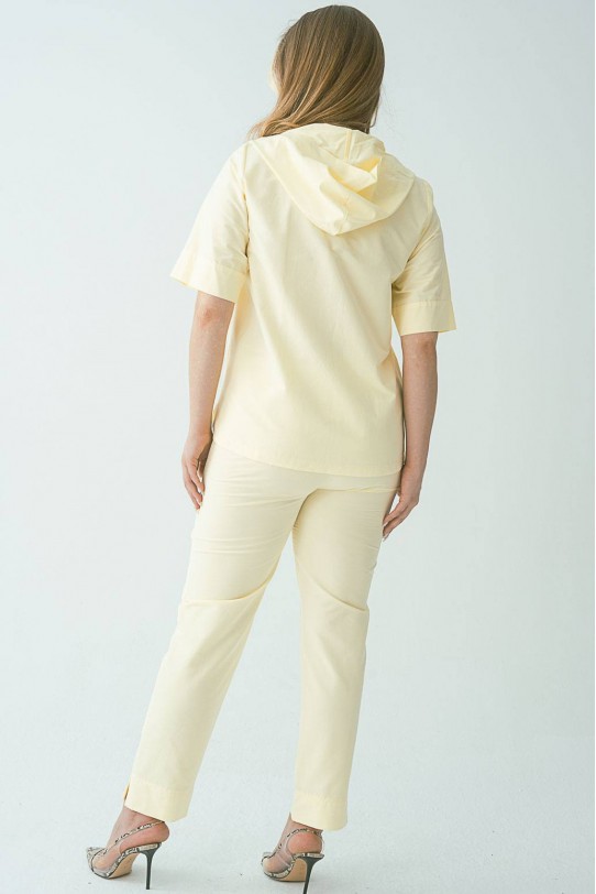 Луксозен макси костюм от памук в светло жълто