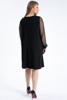 Luxurious black plus size dress with ethereal polka dot sleeves