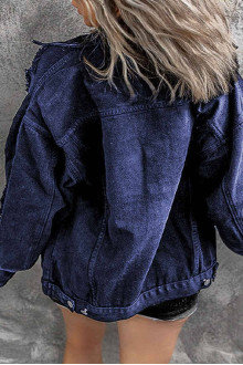 Loose Denim Plus size Jacket With Ripped