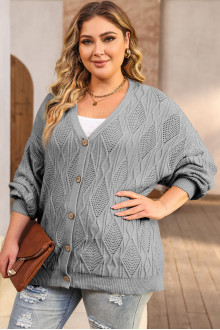 Gray plus size cardigan with a beautiful fine braid