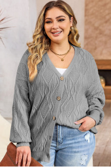 Gray plus size cardigan with a beautiful fine braid