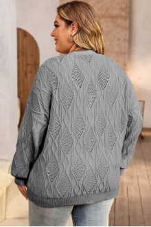 Gray plus size cardigan with a beautiful fine braid