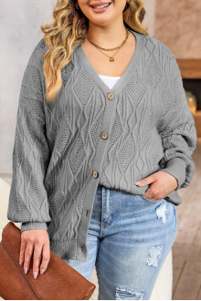 Gray plus size cardigan with a beautiful fine braid