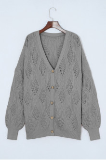 Gray plus size cardigan with a beautiful fine braid