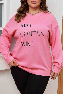 Pink printed plus size sweatshirt