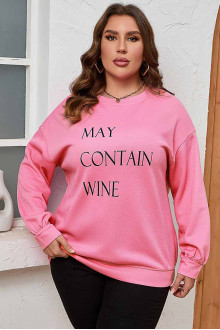 Pink printed plus size sweatshirt