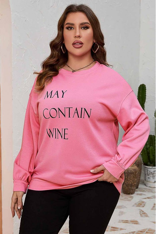 Pink printed plus size sweatshirt