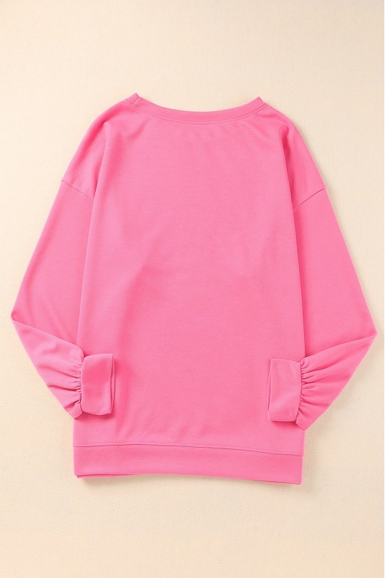 Pink printed plus size sweatshirt