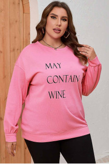 Pink printed plus size sweatshirt