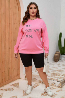 Pink printed plus size sweatshirt