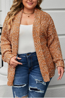 Warm plus size cardigan in earth tones