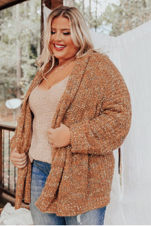 Warm plus size cardigan in earth tones