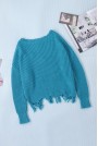 Modern turquoise plus size sweater with a torn hem