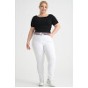 Clean white plus size jeans with an elasticated waist in herringbone stripes