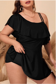 Black plus size tankini with dress top