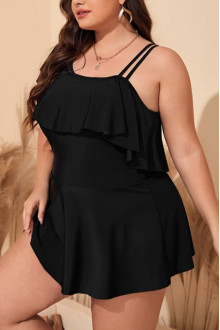 Black plus size tankini with dress top