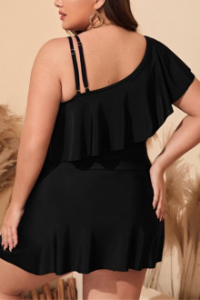 Black plus size tankini with dress top