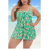 Two-piece plus size tankini in refreshing green and daisy print