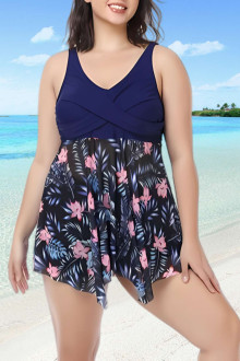 Elegant two-piece tankini with an airy tulle design and a beautiful floral print