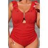 Luxurious shaping one piece plus size swimsuit with curls in red