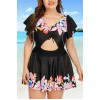 Plus size swimsuit-tankini type dress with flowers