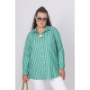 Cotton green shirt with thin white stripe