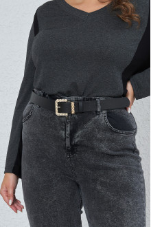 Black plus size belt with a spectacular metal buckle