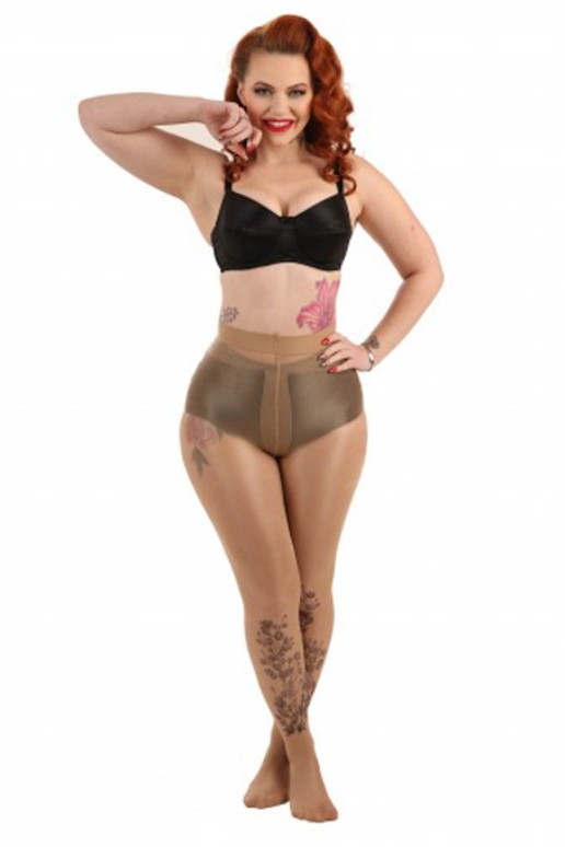 WILDFLOWER PLACEMENT TATTOO PRINTED PLUS SIZE TIGHTS