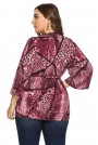 Макси блуза-кимоно с животински принтове в розово-лилаво