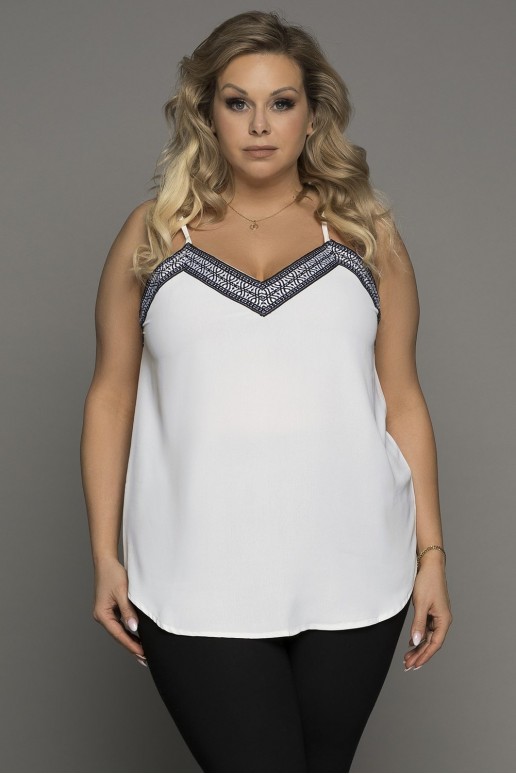 White plus size tank top with beads