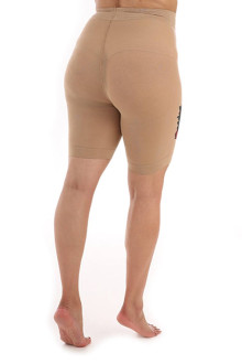 Beige super stretch anti-chafing thigh high leggings with rose print