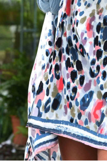 An ethereal maxi kimono with a print of colored dots