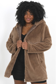 Puffy plus size coat with hood