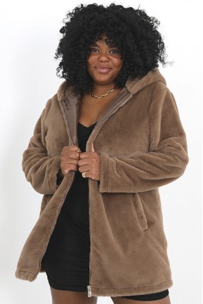 Puffy plus size coat with hood