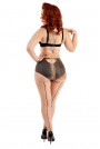 Retro beige plus size tights with a black line on the back