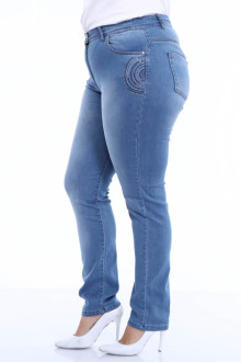 Light jeans with decoration on the pockets