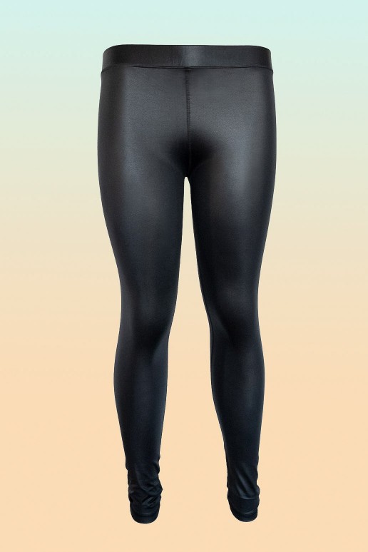 Women's plus size leggings with leather effect