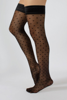 20 DEN black sheer hold ups with hearts