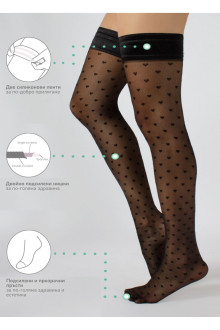 20 DEN black sheer hold ups with hearts