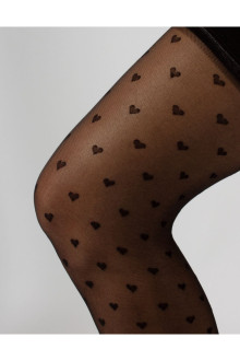 20 DEN black sheer hold ups with hearts